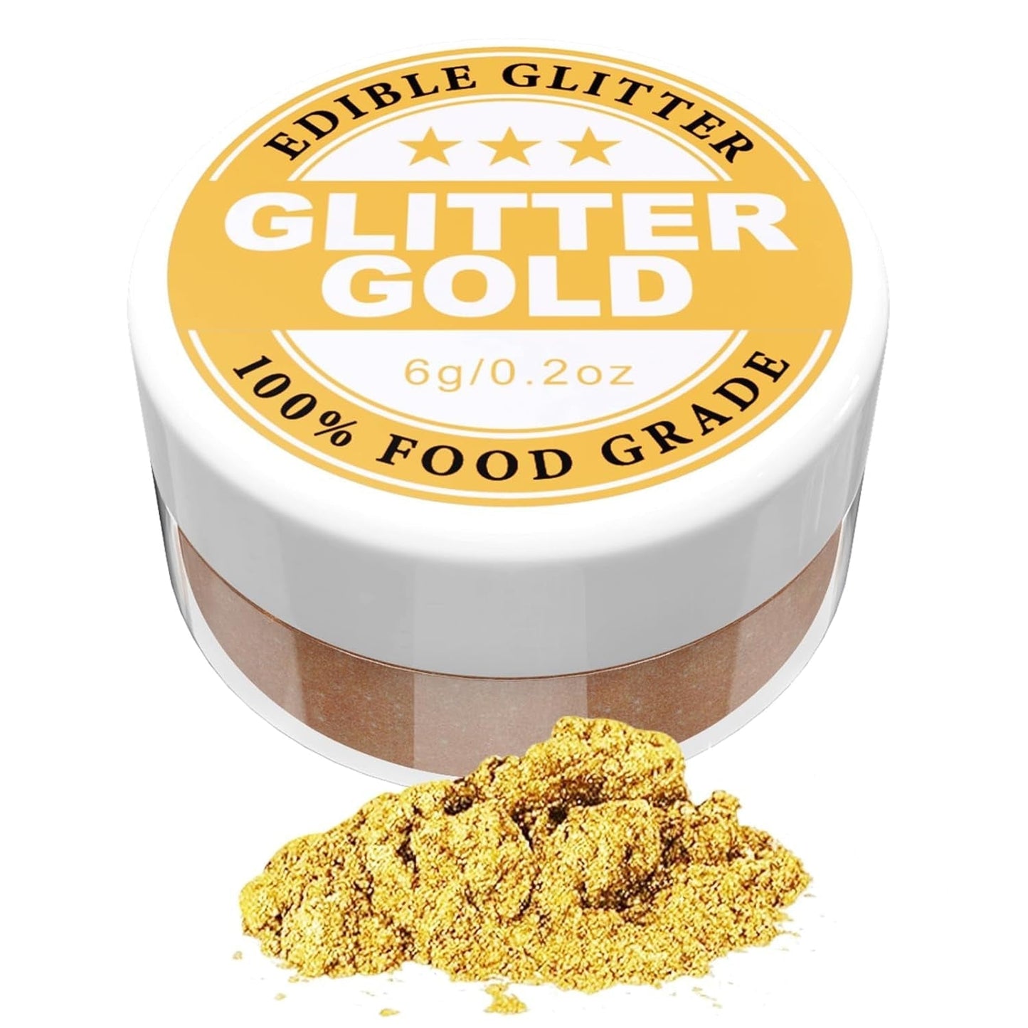 Essbarer Glitzer – 6 g Lebensmittelfarbpulver für Schokolade, Erdbeere, Muffins, Kuchen, Fondant (Gold)