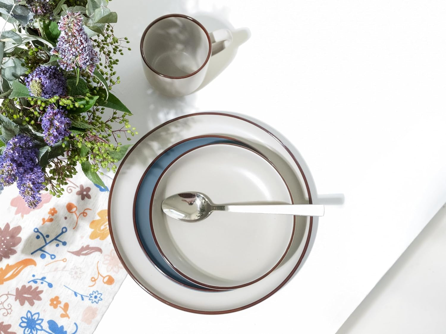 CreaTable, 21016, Serie Modern Scandic Blue-Grey, 16-teiliges Tafelservice, Kombiservice aus Porzellan, spülmaschinen- und mikrowellengeeignet, hochwertige Verarbeitung