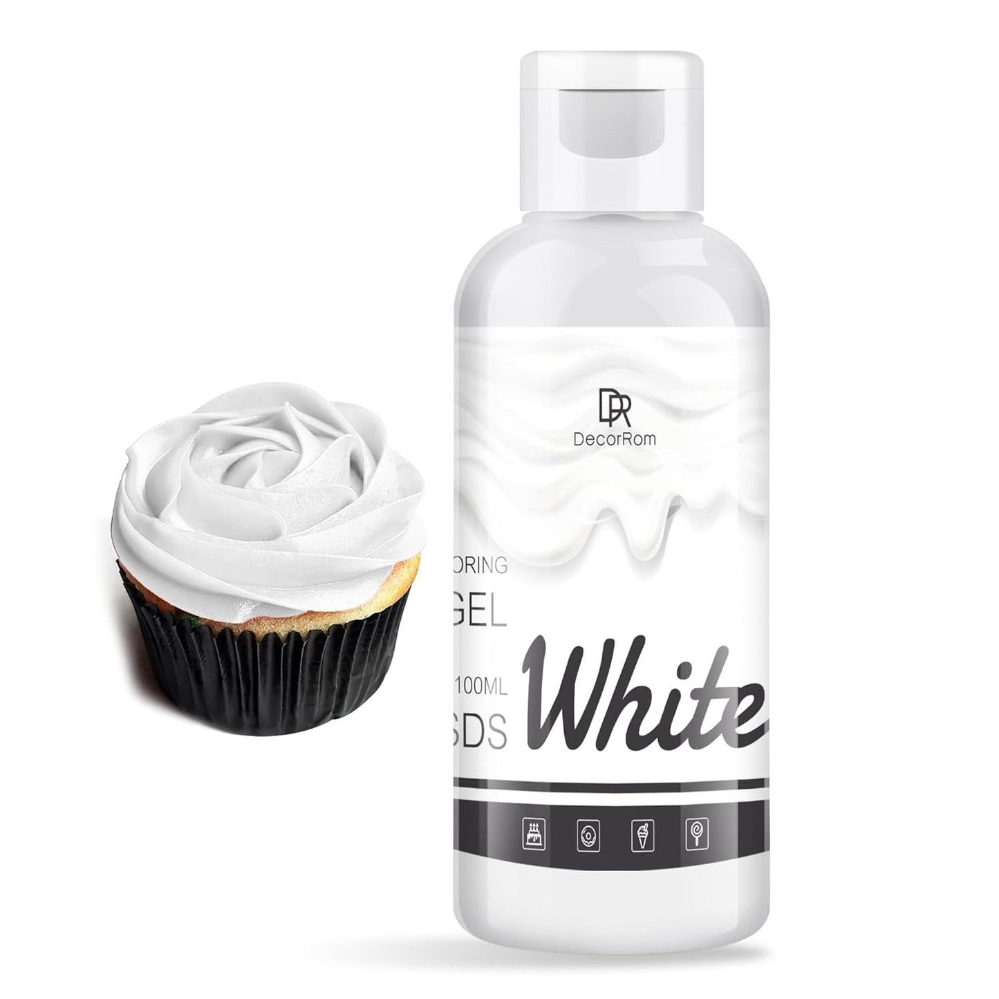 Gel-Lebensmittelfarbe – 120 g konzentrierte Lebensmittelfarbe zum Dekorieren von Kuchen, Backen, Keksen, Macarons – zuckerfreie Lebensmittelfarbe für Getränke, Kuchendekoration, DIY-Schleim, Osterei (weiß)