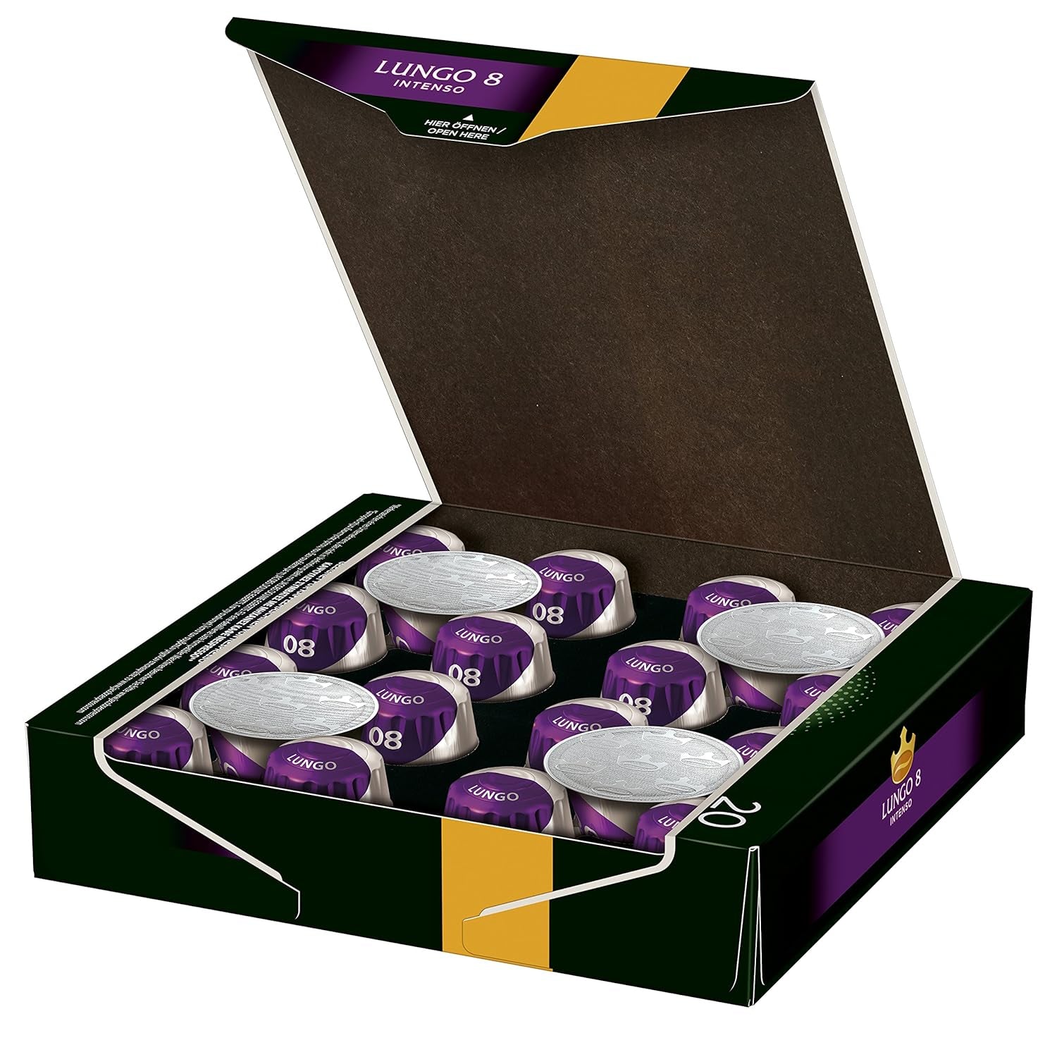 Kaffeekapseln Lungo Intenso, Intensität 8 von 12, 200 Nespresso®* kompatible Kapseln, 10 x 20 Getränke & Kapseln Espresso Intenso, Intensität 10.100 Nespresso®* kompatible Kaffeekapseln, 10x10
