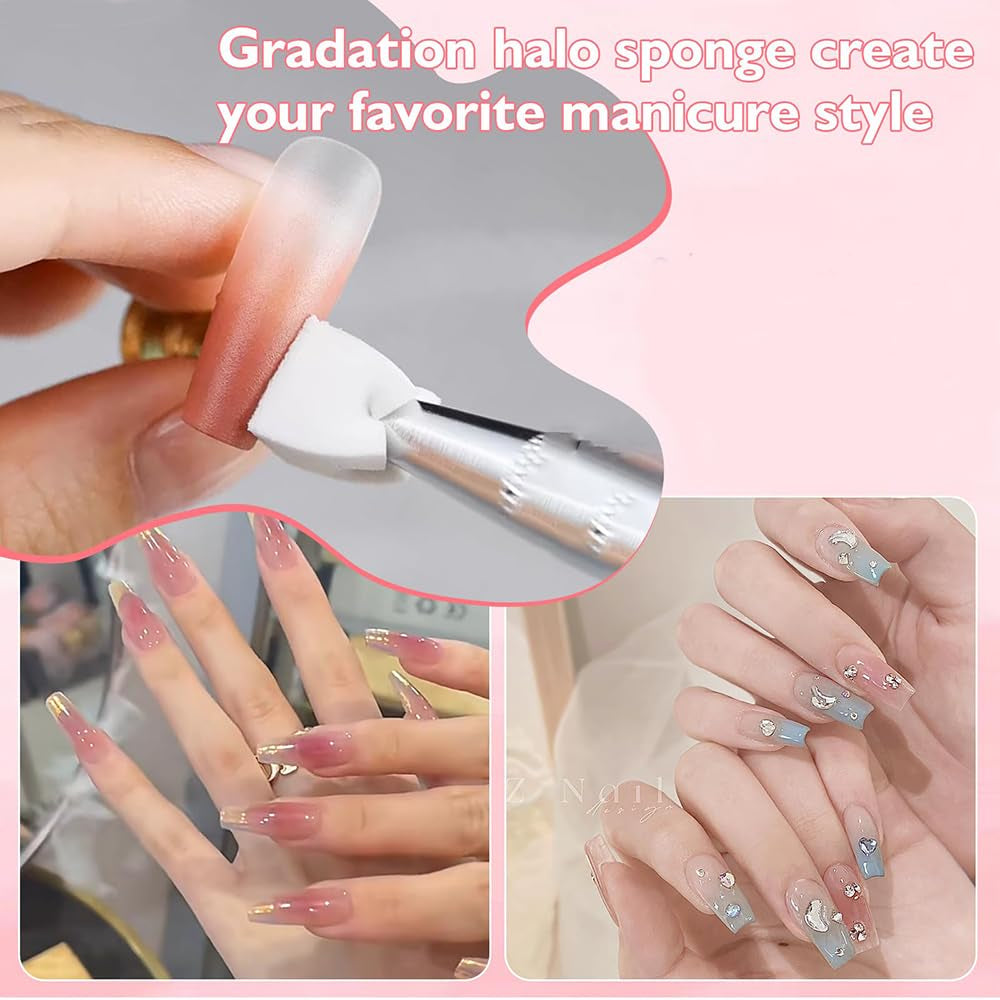 Nagelkunst Schwammpinsel,100 Stück Nail Art Schwämme Mit Metallgreifer,Nagels Zubehör Sponge,Nagel Pinsel,Maniküre Zubehör Für Nägel,Um Eine Varaudzen Von Gradient Nail Art Patterns Zu Ersetzen