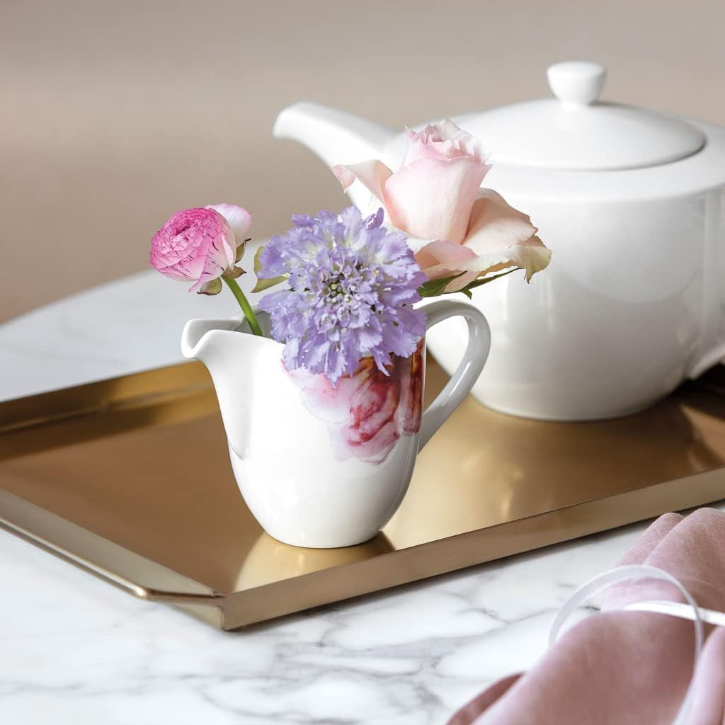 Villeroy & Boch - Rose Garden Milchbecher, 280 ml, Premium Porzellan, weiß/rosa