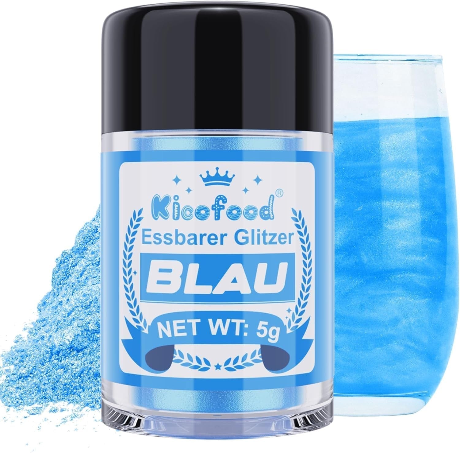 Kicofood, essbarer Glitzer, 5 Gramm, verschiedene Farben Glitter Naty Shop Blue