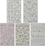 5Pcs Geprägte Gänseblümchen Nagelsticker Selbstklebend Blumen Nagelaufkleber Gänseblümchen Schmetterling Nagel Sticker Nageldesign Aufkleber Nägel Zubehör Blume Nail Sticker Flower Nail Art Sticker