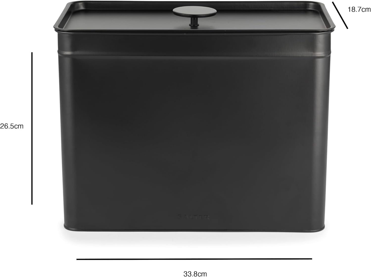 Salter BW12614EU7 Kuro-Aufbewahrungsbox-Set – 4 Küchenbehälter, Brot/Tee/Kaffee/Zucker, quadratische Organizer-Boxen, leicht zu reinigen, hält Lebensmittel frisch, schwarze Lebensmittel-Aufbewahrungsboxen, Naty Shop