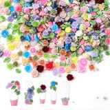 300 Stück Niedliche Blume Nail Charms, 3D Resin Floral Camelie Rose Nägel Charms Mit Perle, Gemischte Größe Bunte Flower Nägel Deko Für Frauen Nail Art Zubehör