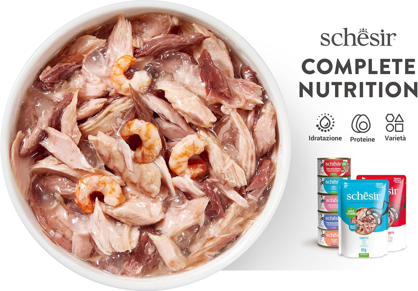 , Thunfisch mit blauem Fisch in Gelee, komplettes Nassfutter für Katzen, im Beutel, mit zusätzlichen Vitaminen, 100 % natürlich, 6 x 85 g