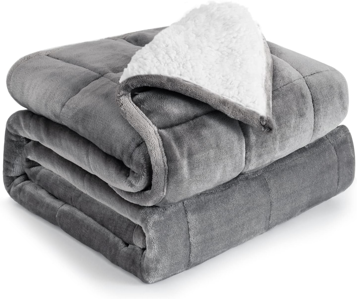 Cottonblue Gewichtsdecke 6,8 kg Queen-Size-Flanell Shaggy Sherpa Gewichtsdecke für Erwachsene Bequeme Gewichtsdecken zum Beruhigen und Entspannen Schwere Bettdecken 152,4 x 203,2 Naty Shop Quilts & Quilts Weiß/Grau 60 x 80 15 Pfund