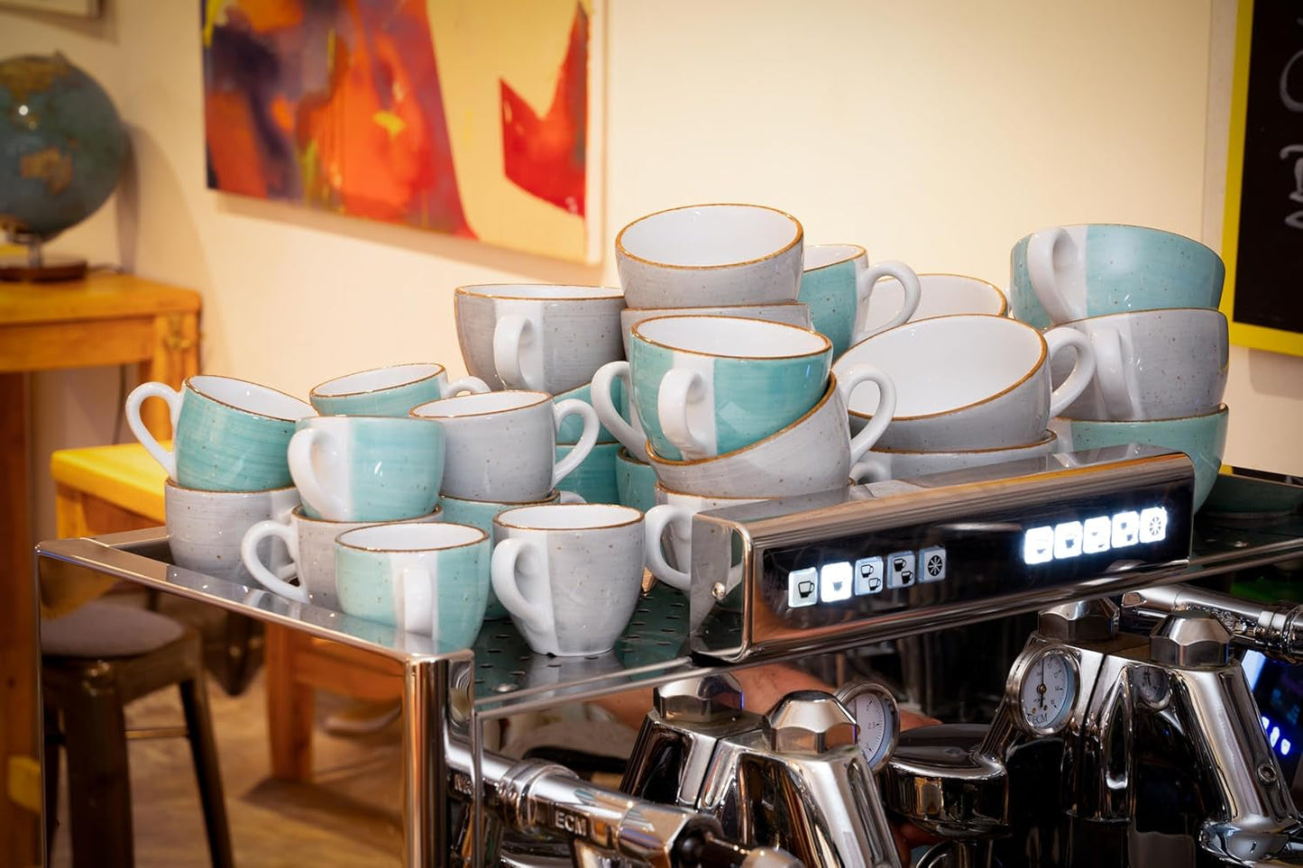 Creatable 34042 Vintage Nature Aqua Serie 8-teiliges Tafelservice für 4 Personen, Kaffeetassen-Set aus Porzellan, spülmaschinen- und mikrowellengeeignet, hergestellt in Europa