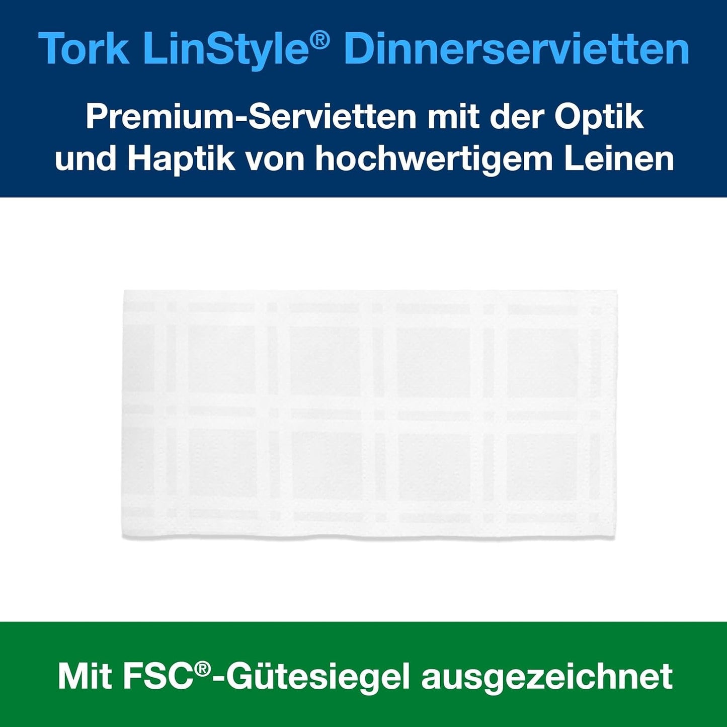 Tork Linstyle weiße Tischservietten, 1/4 Falz, 19,5 × 19,5 cm, 14 x 50 Servietten, 509410