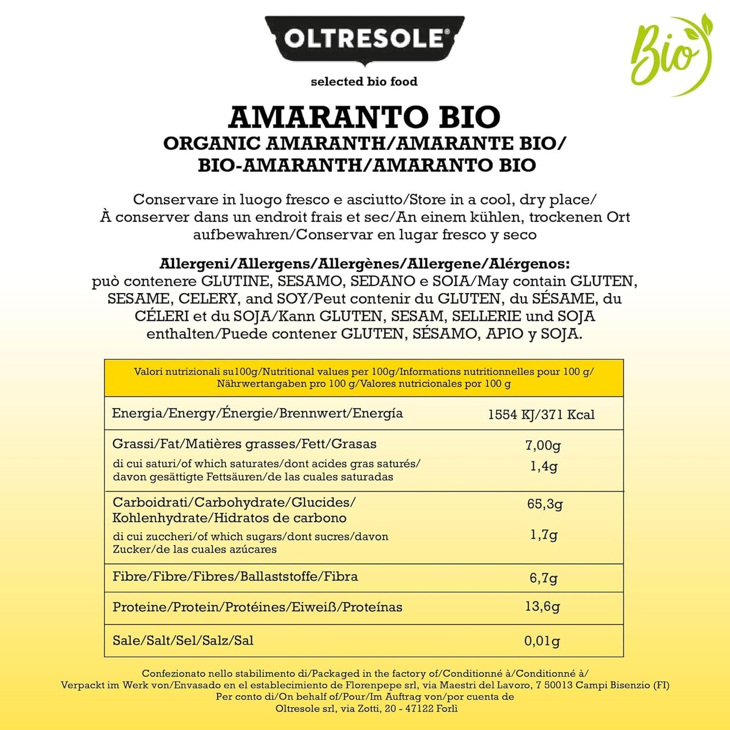 Bio-Amaranth 5 kg, Rohkost in Körnern, Samen aus kontrolliert biologischem Anbau, reich an Ballaststoffen, Mineralien und Vitaminen, Sparpaket