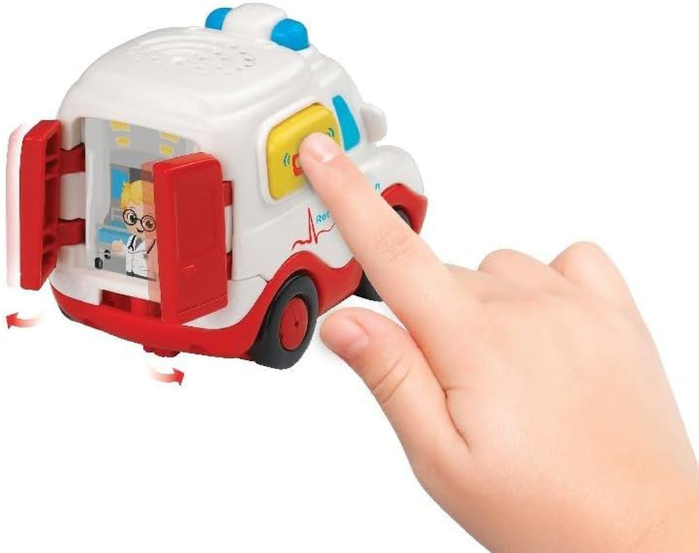 Vtech TUT TUT Baby Flitzer – Krankenwagen – Spielzeugauto mit Musik, Lichtknopf, interessanten Sätzen und Geräuschen – für Kinder im Alter von 1–5 Jahren, 8,8 x 5,5 x 7 cm, Bebe Toys Naty Shop