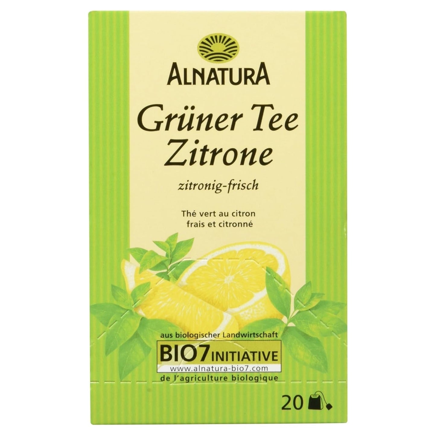 Bio-Grüntee mit Zitrone, 20 Beutel, 40 g