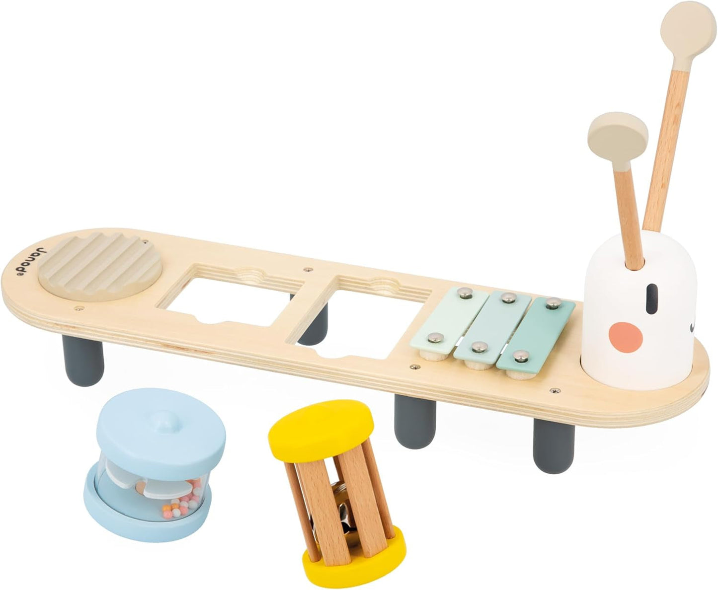 Janod – Musikstücke „Sweet Cocoon“ – 5 musikalische Aktivitäten für Kinder – Frühe musikalische Bildung – FSC-Holzspielzeug – Ab 12 Monaten, J04058 Babyspielzeug Naty Shop