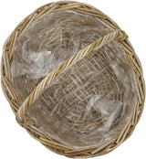 Dehner Rattan-Blumenkorb mit Henkel, ca. 46 x 39 x 18 cm, Rattanstoff, grau/braun