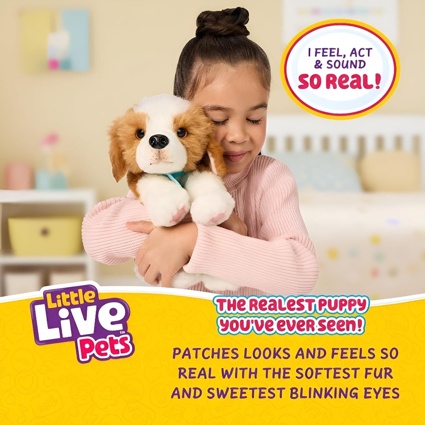 Little Live Pets My Really Real Puppy – Patches; Interaktiver Welpe; über 60 Sounds/Reaktionen; realistisches Aussehen; 1 von 72 Varianten; Spielset mit Tragetasche; Batterien im Lieferumfang enthalten; ab 5 Jahren
