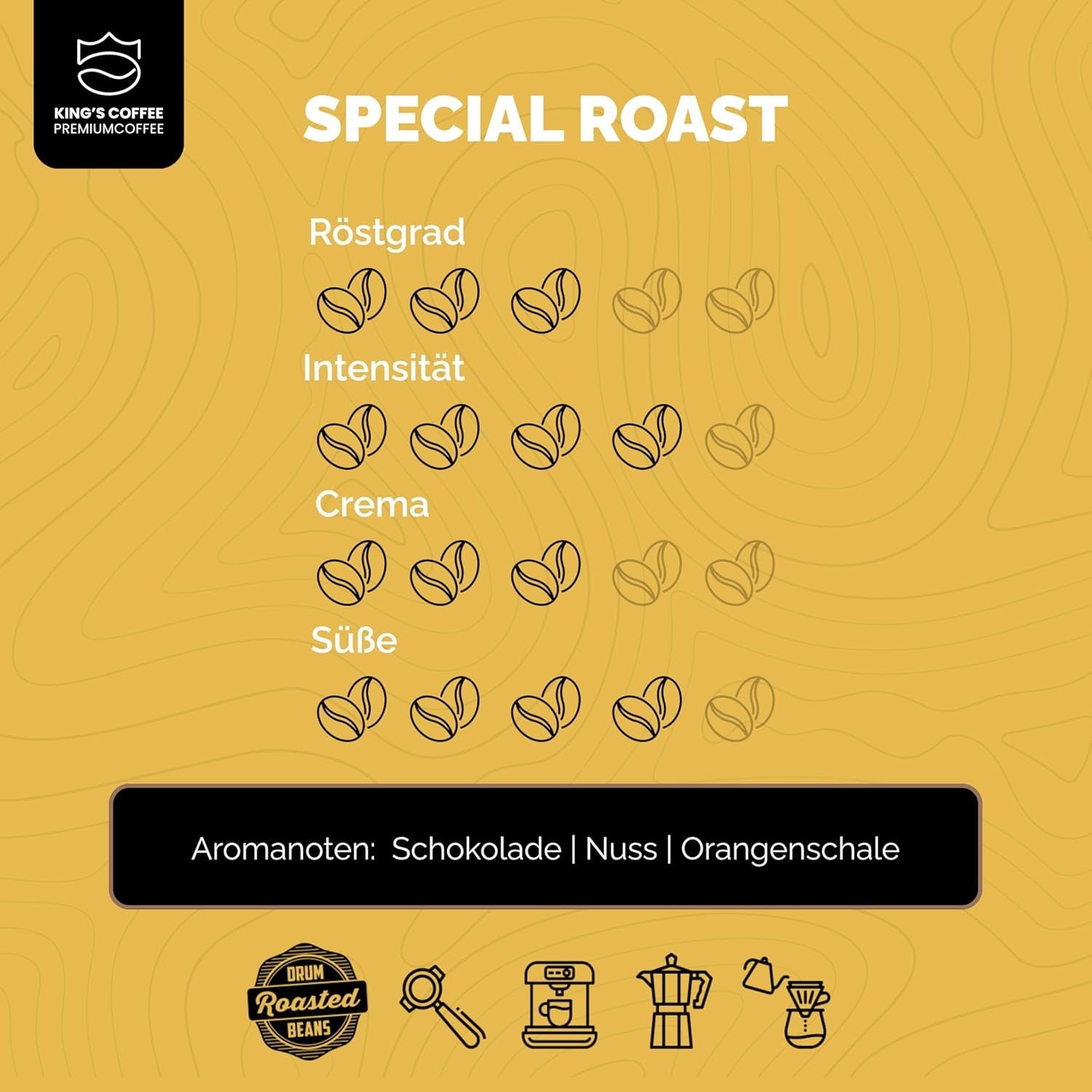 KING'S COFFEE – SPEZIALRÖSTUNG – 1 kg Barista Premium Espressobohnen – Kaffee mit niedrigem Säuregehalt – Röstung in kleinen Mengen in Italien – Die feinste Arabica-Robusta-Mischung für Vollautomaten und Siebträgermaschinen