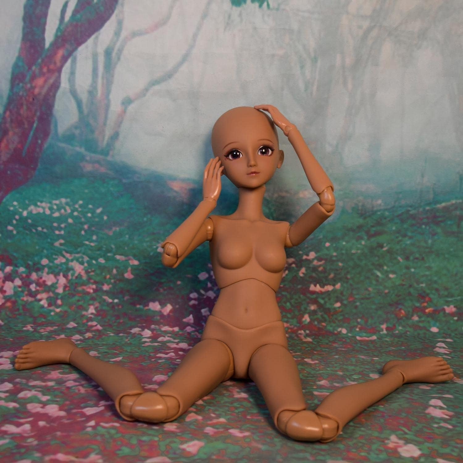 1/3 BJD-Puppe, schwarzbraune Haut, Puppenkörper, 60 cm, 24 Zoll Kugelgelenk, SD-Puppen, bewegliche Gelenke, PVC, DIY (Alexia)