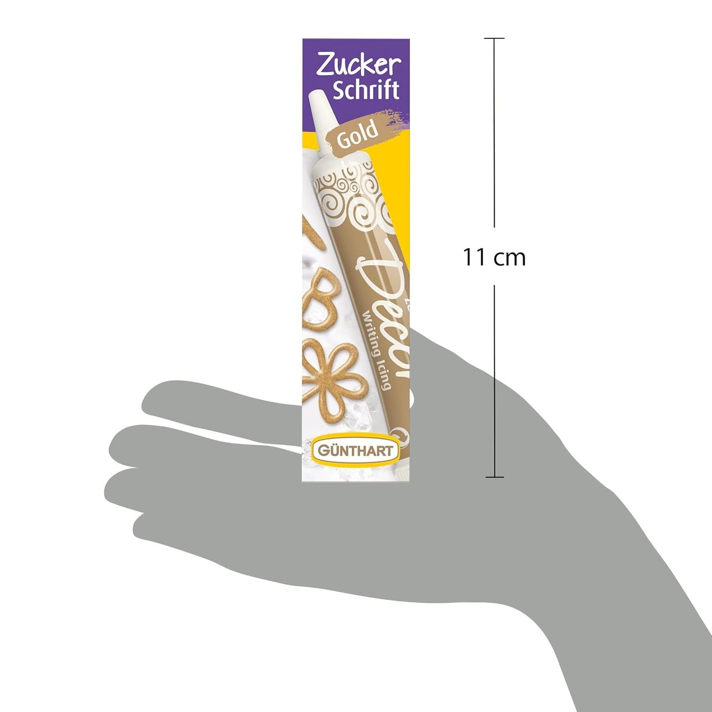Günthart Backdecor 25 g Zucker mit Buchstaben GOLD für alle Desserts in goldener Farbe aus Zucker für schöne Buchstaben und Motive, 1 Packung (25 g)