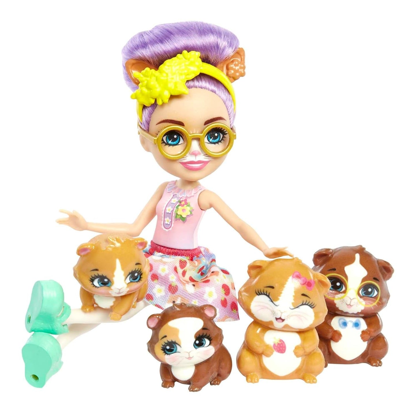 ENCHANTIMALS City Tails Glee Meerschweinchenfamilie – Meerschweinchenpuppen mit 4 bezaubernden Meerschweinchenfiguren, ab 4 Jahren, HHB84