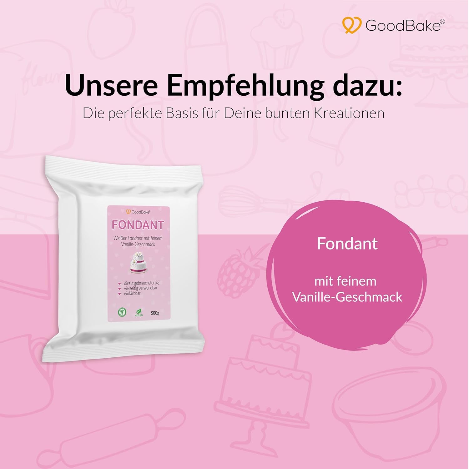 Pinke Lebensmittelfarbe von Goodbake (11 ml) – Intensive Lebensmittelfarbe – Sehr konzentrierte Farbe – Zum Färben von Kuchen, Fondant, Buttercreme, Getränken, Schleim und vielen anderen Gegenständen. 100 % vegan