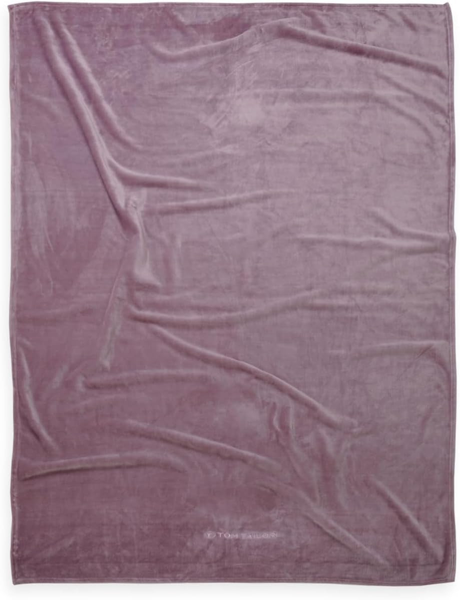 TOM TAILOR Wellsoft Decke, 150 x 200 cm, 100 % Polyester/Wellsoft, bestickt mit Logo, WELLSOFT BLANKET Orange (Warm Coral) Decken und Steppdecken Naty Shop Violett 150 x 200 cm