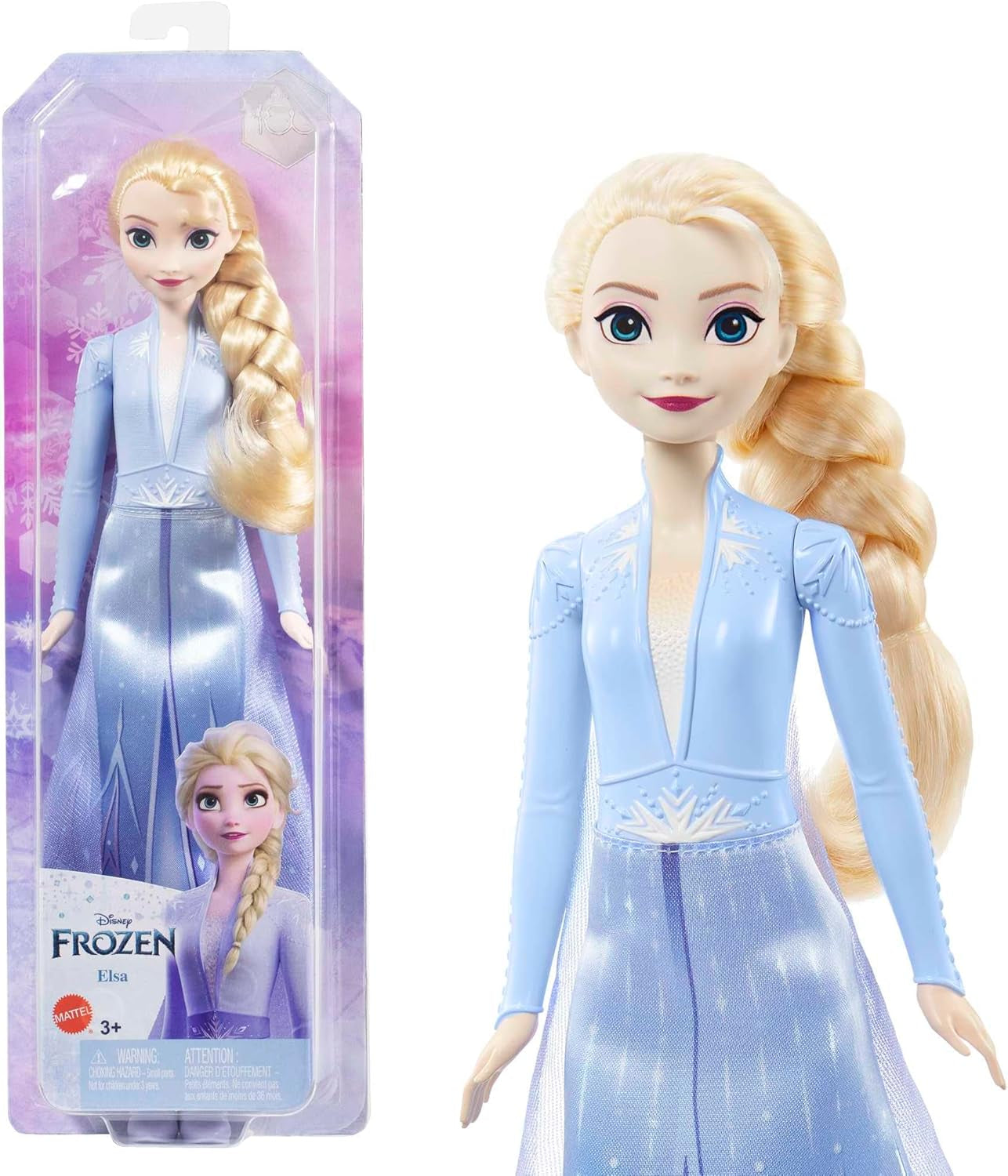 Mattel Disney Prinzessin Elsa Puppe, Eiskönigin-Puppe im Reiseoutfit, gekämmte blonde Haare, Mobile, ausziehbarer Rock und Stiefel, Disney-Geschenke, Spielzeug für 3 Jahre, HLW48 Naty Shop Dolls Reiseoutfit-Puppe