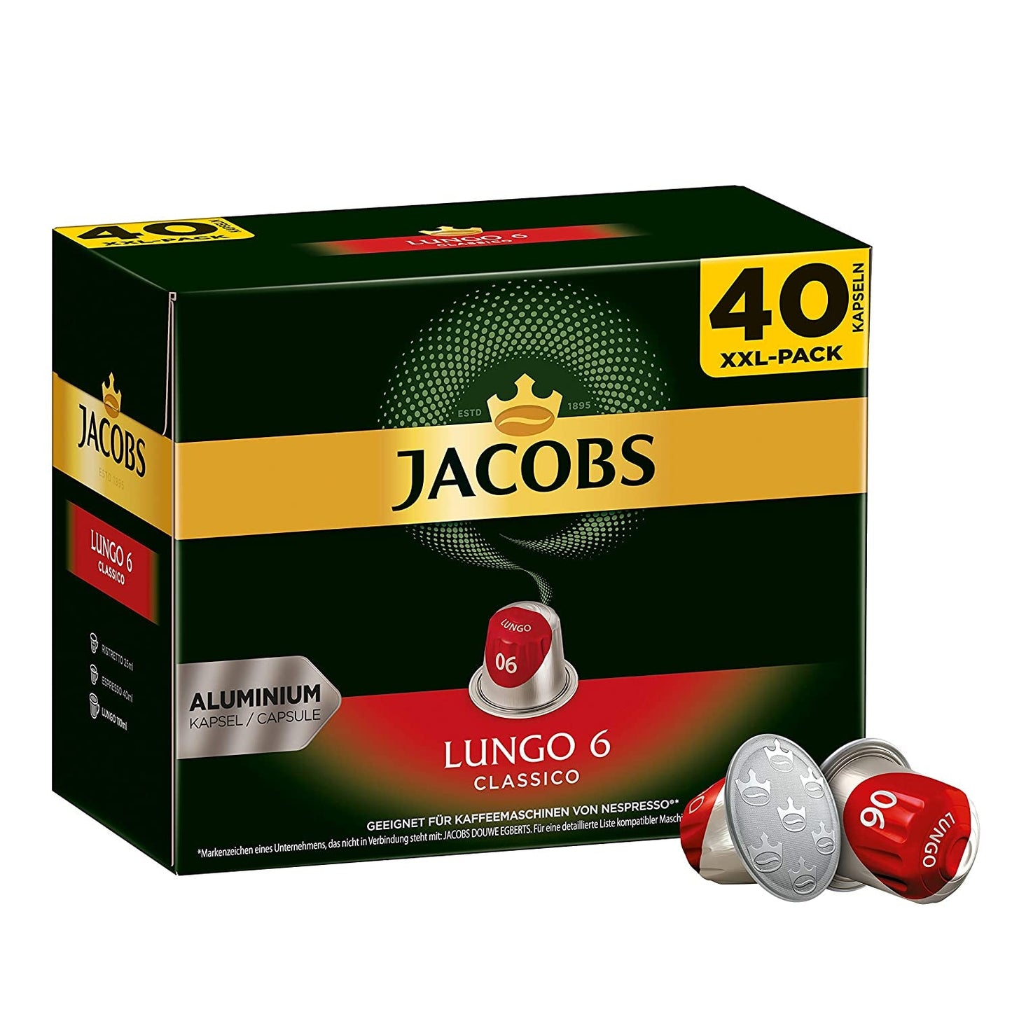 Kaffeekapseln Lungo Classico (nur für kurze Zeit) Megapack XXL & Kaffeekapseln Krönung Crema, 200 Nespresso-kompatible Kapseln, 10er Pack, 10 x 20 Getränke, 1040 g
