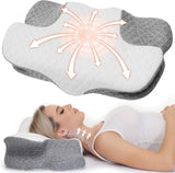 Wellsync Nackenkissen, ergonomisches Kissen, Memory-Schaum-Kissen, orthopädisches Kissen für Seitenschläfer, Rückenschläfer, Bauchschläfer, Nackenschmerzen, weiß, grau, orthopädische Nackenkissen, Naty Shop-Standardtitel