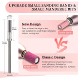 BLESWIN 100 Stück kleine Schleifbänder für Nagelbohrer, feine Körnung 240 mit 2 Stück 3-mm-Bohrern, Mini-Schleifbänder zum Polieren natürlicher Nägel und Reinigen der Nagelhaut zur Vorbereitung, Pink