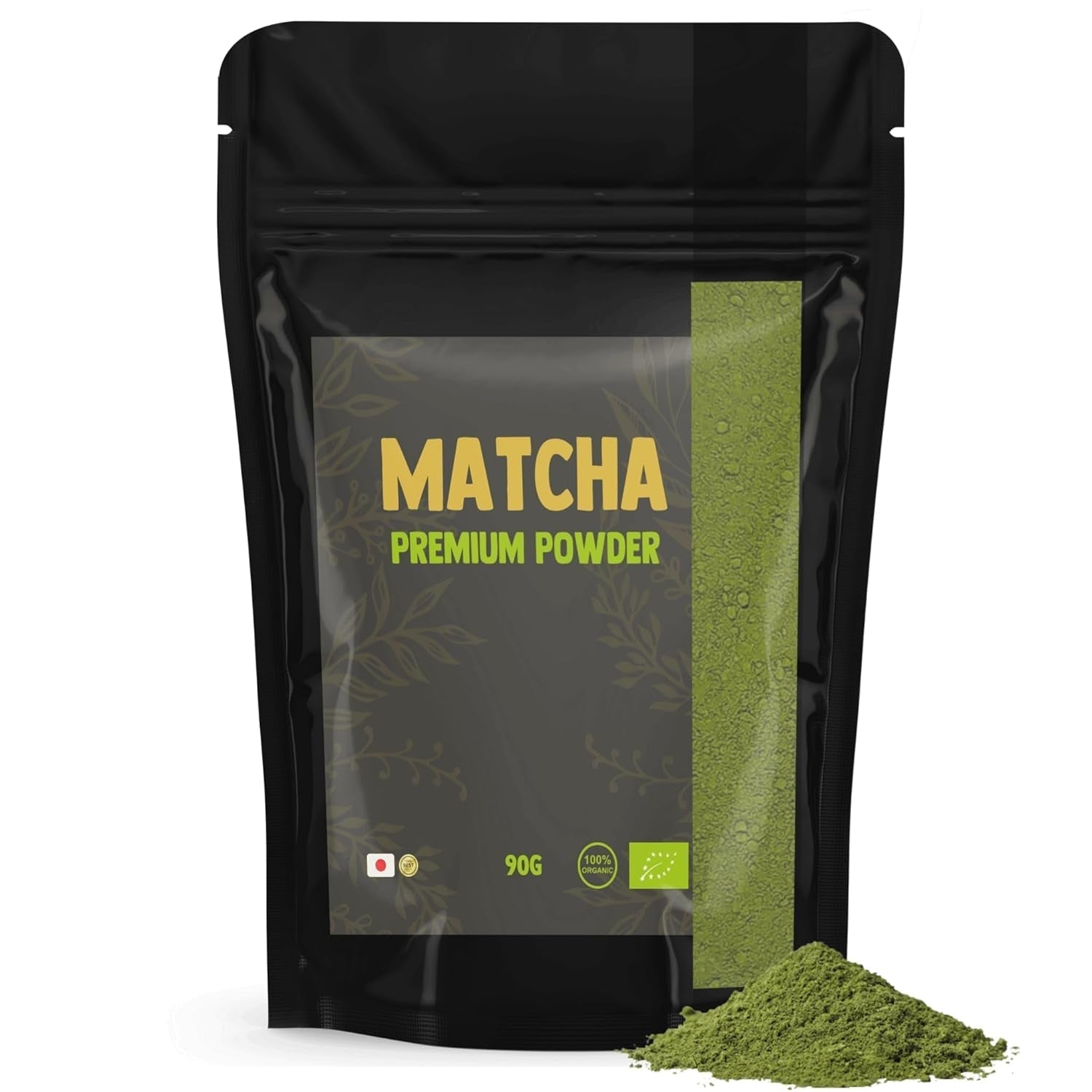 Cupplement Matcha 90 Gramm Bio – Grüner Tee in Pulverform höchster Qualität – Kein Bambusbesen und -draht – Kulinarik – Einsteigerset – Latte – Schneebesen – Japan – Pulver – Tee – Draht – Beutel – Smoothie