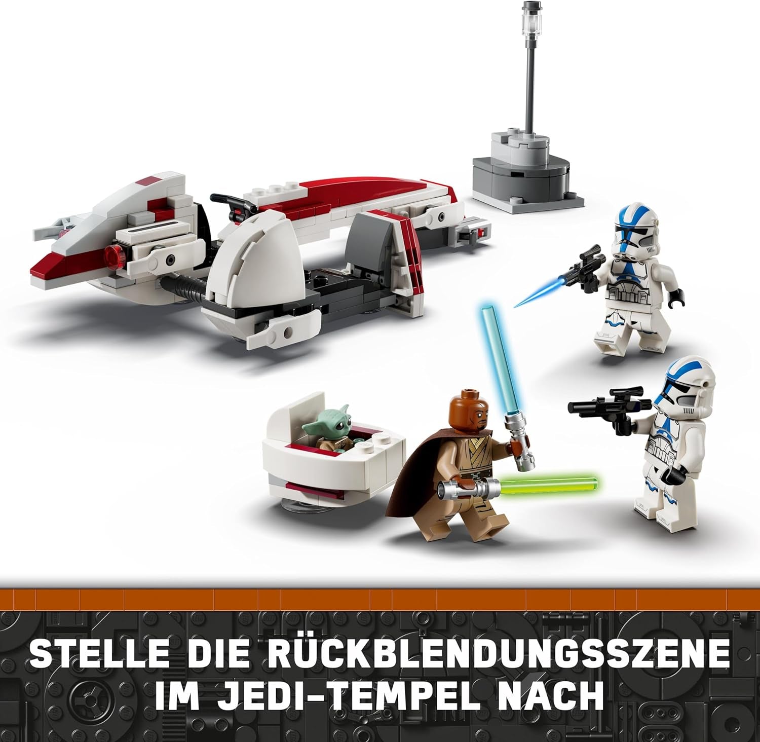 LEGO Star Wars Flucht mit dem BARC Speeder, das Mandalorianer-Set, Spielzeugfahrrad mit Beiwagen, enthält die Figuren Kelleran Beq und Grogu, Geschenk für Jungen und Mädchen ab 8 Jahren 75378 Bausets Beuche den LEGO-Store