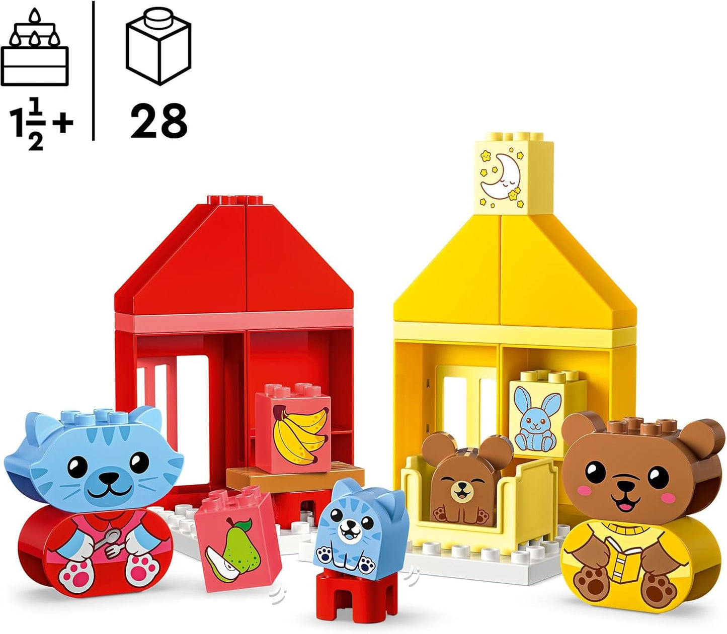 LEGO DUPLO Alltagsroutinen: Essen & Schlafenszeit, Kleinkind-Lernspielzeug zur Förderung der sozialen und emotionalen Entwicklung, mit 4 Tierfiguren, Geschenk für Kinder ab 18 Monaten 10414 Bausets Besuchen Sie den LEGO-Store