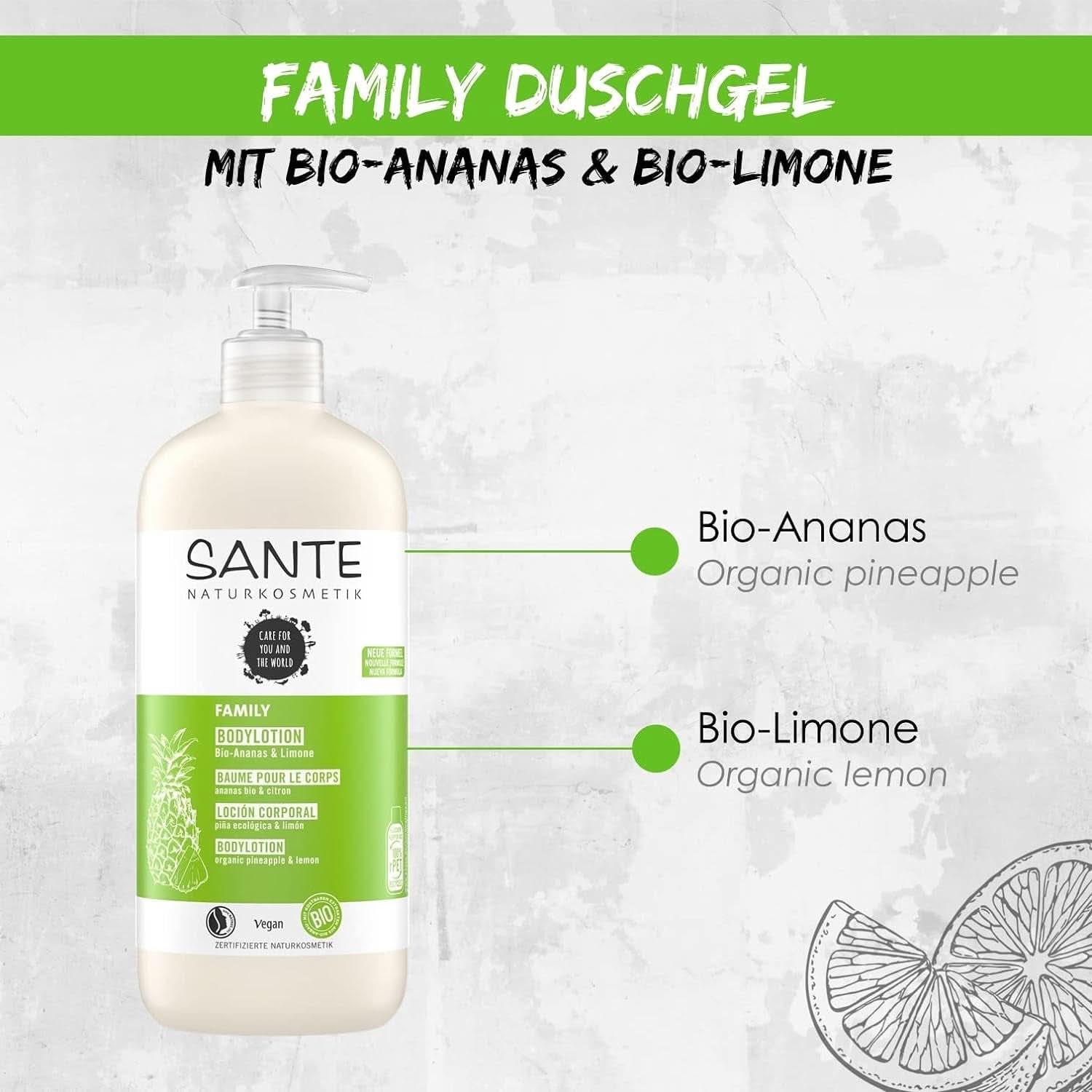 SANTE Naturkosmetik Erfrischendes Duschgel mit Zitrusduft, 950 ml Dusche und Bad Naty Shop