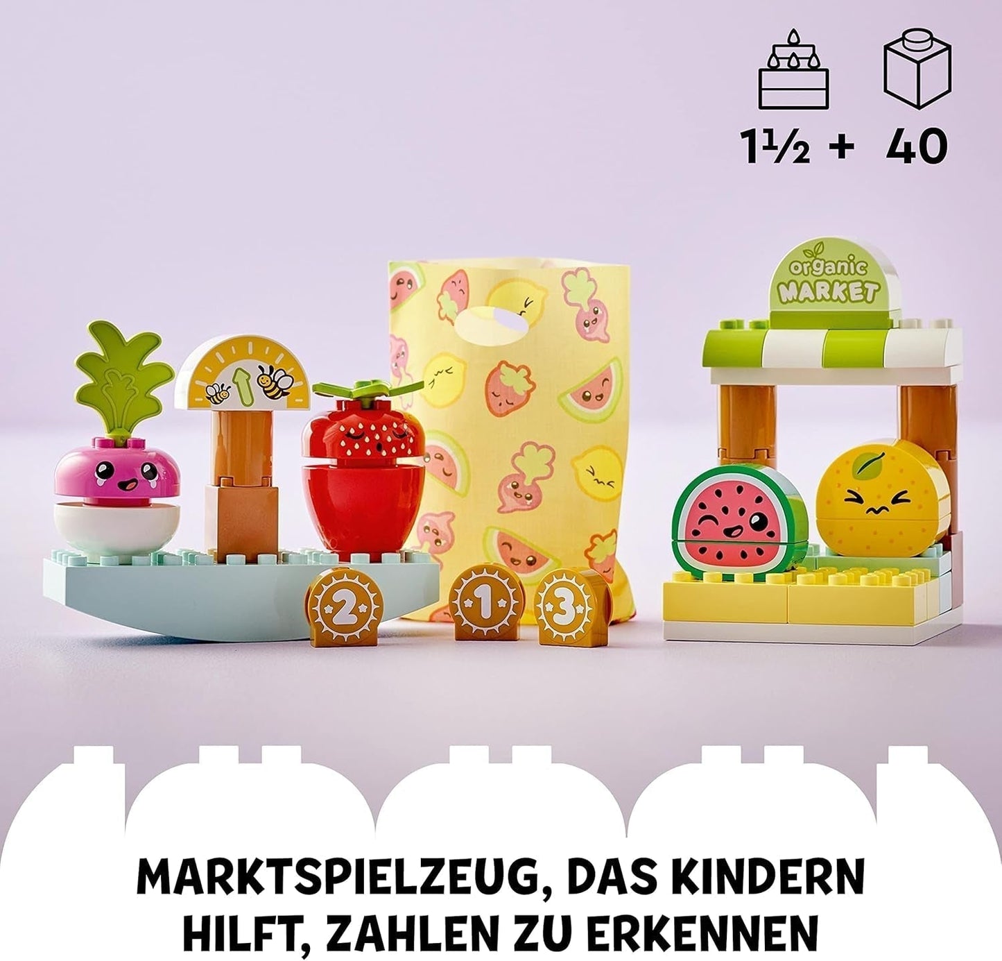 LEGO DUPLO Mein erster Bio-Markt, Spielzeugladen-Set für Jungen und Mädchen, Lernspielzeug für Kleinkinder ab 1,5 Jahren, Obst- und Gemüsezubehör 10983 Bausets Besuchen Sie den LEGO-Store