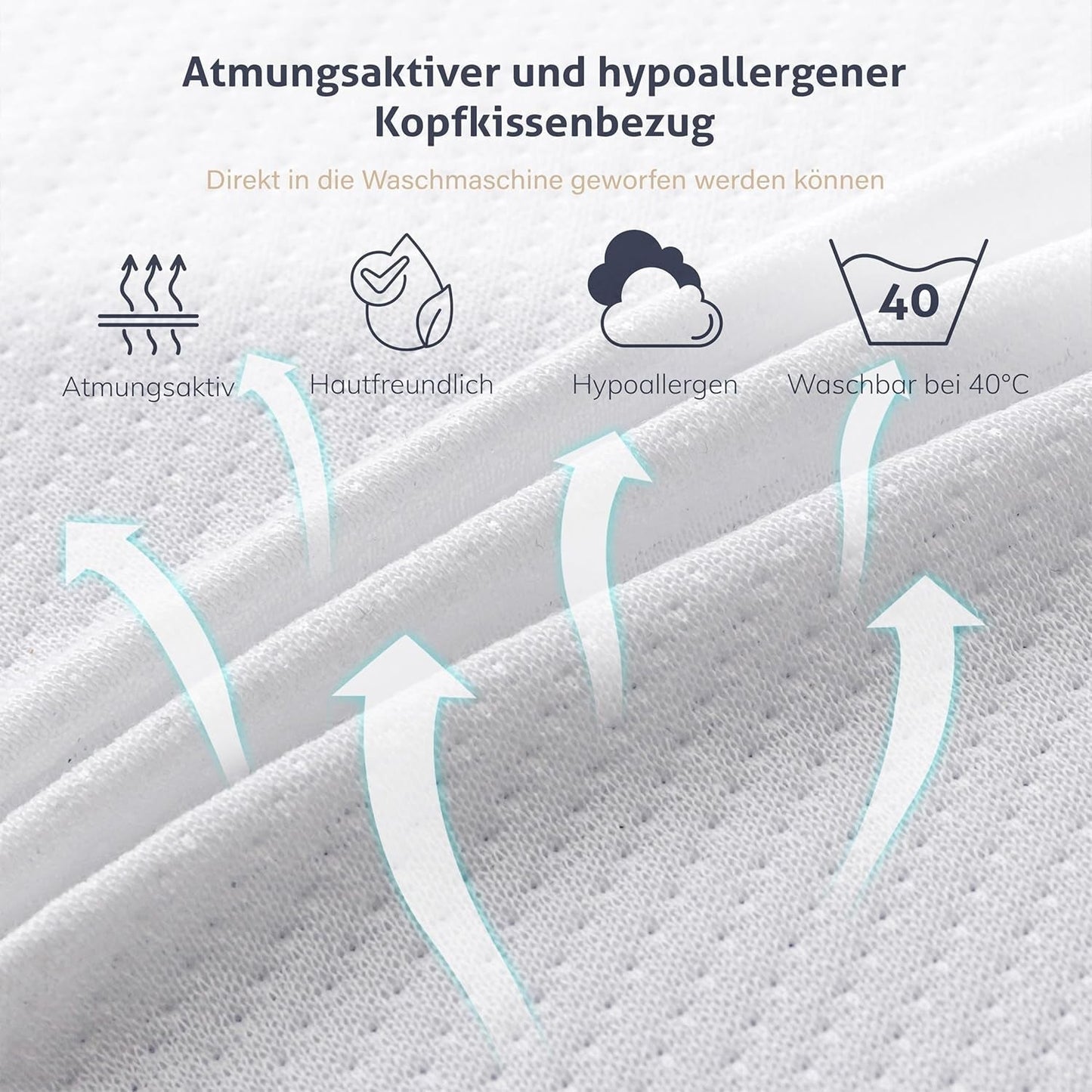 EGO HOME Kissen Memory Foam Weiches ergonomisches Kissen für Rückenschläfer Seitenschläfer Nackenstützkissen mit atmungsaktivem und waschbarem Bezug, Öko-Tex-zertifiziert, Nackenkissen 75 x 35 cm Perne Standard Naty Shop