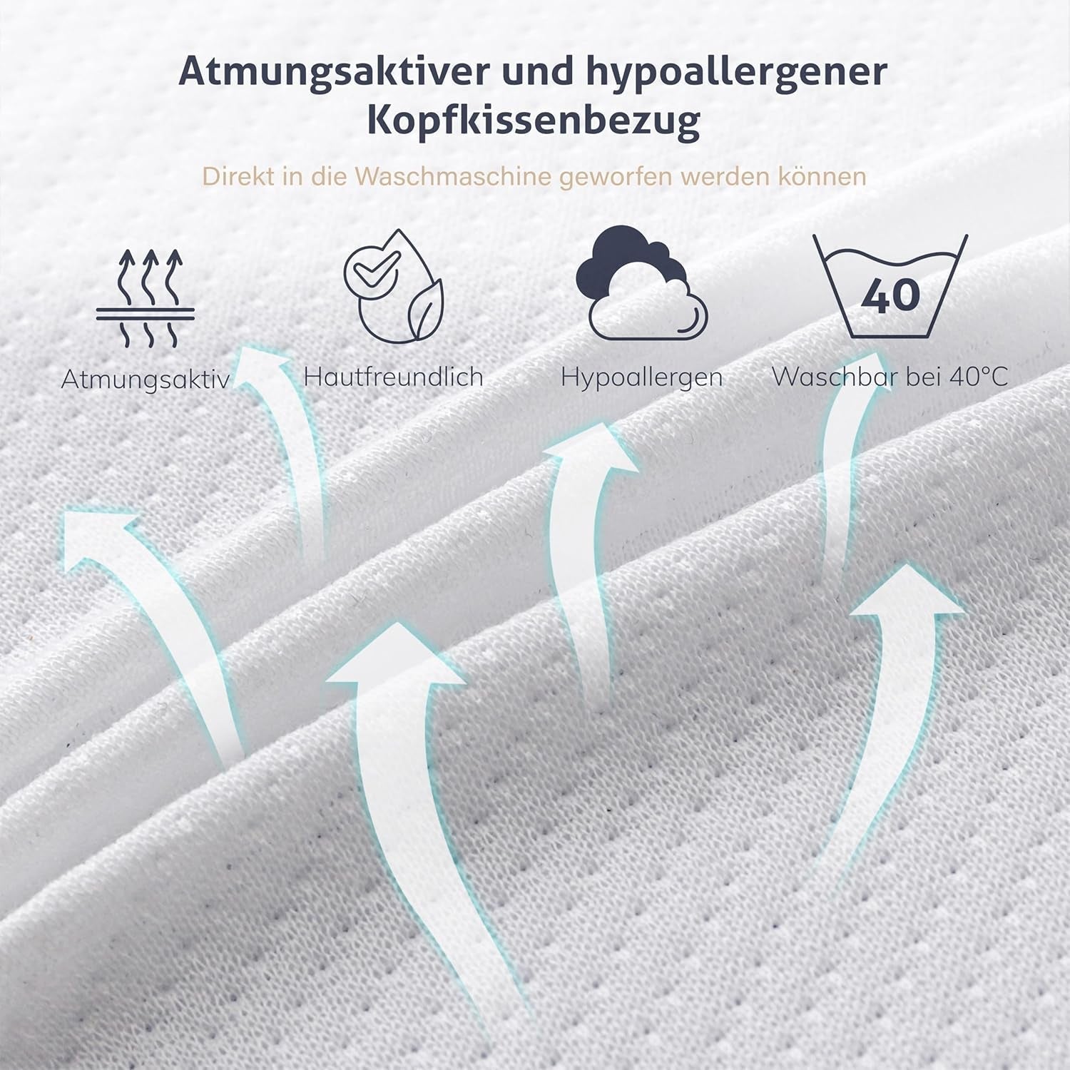 EGO HOME Kissen Memory Foam Weiches ergonomisches Kissen für Rückenschläfer Seitenschläfer Nackenstützkissen mit atmungsaktivem und waschbarem Bezug, Öko-Tex-zertifiziert, Nackenkissen 75 x 35 cm Perne Standard Naty Shop