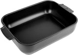 Peugeot Appolia Rechteckige Auflaufform Mit Griffen, Keramik, Schiefer / Grau, 7.2X31X21.7 Cm, Fassungsvermögen: Ca. 2 L, 60060 Backformen und Tabletts Naty Shop Satinschwarz