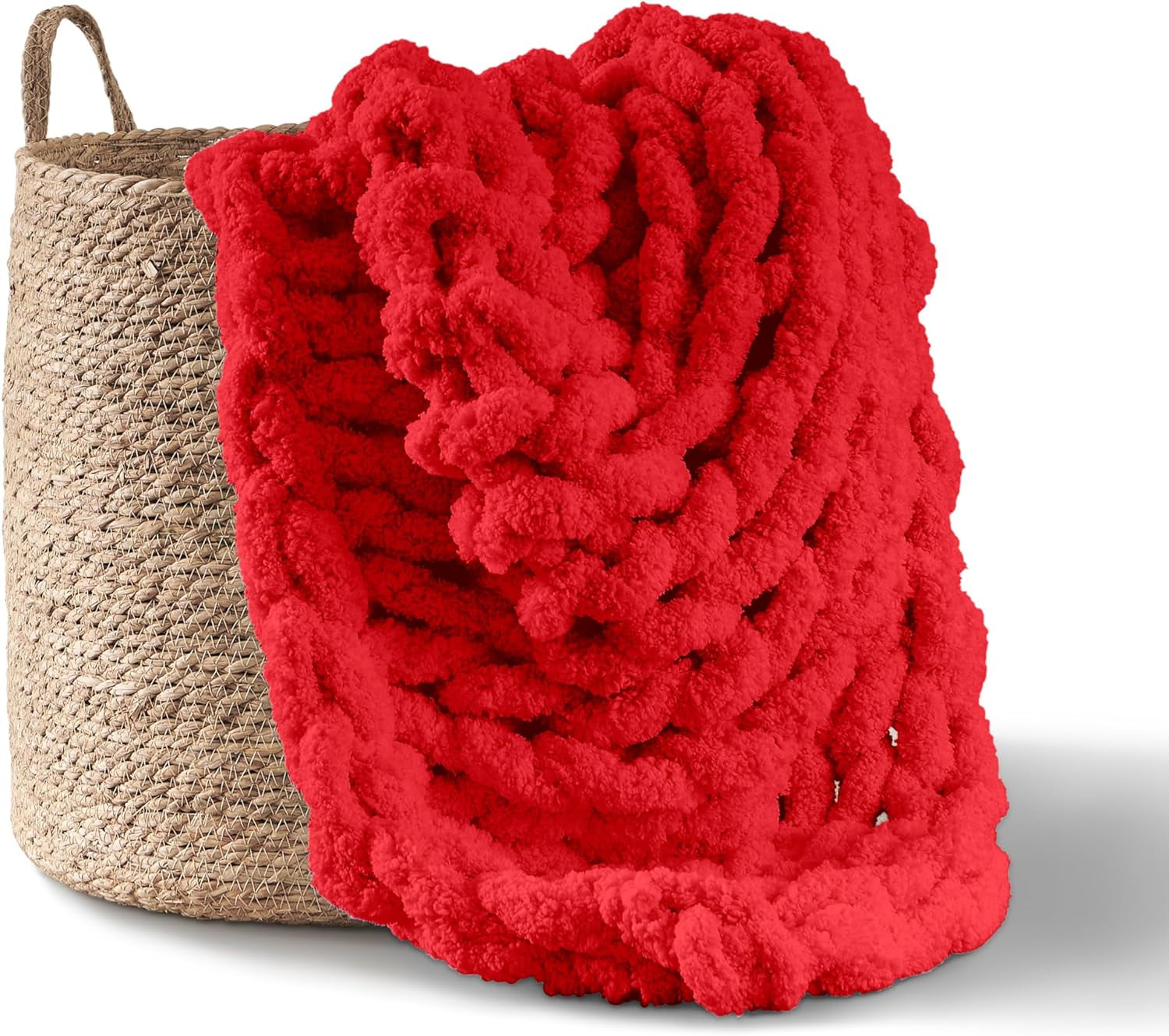 Grobstrickdecke, Überwurf, 100 % handgestrickt mit Jumbo-Chenillegarn (127 x 152,4 cm, Fliedergrau) Adyrescia Red 50 „X60“ Betten und Decken