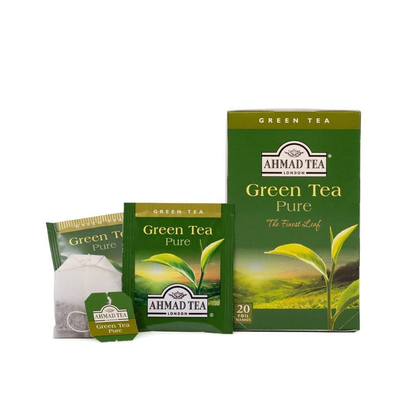 Ahmad Tea – Grüner Tee – geschmacksversiegelte, einzeln verpackte Teebeutel mit 2 g Tee pro Portion – 20 mit Bändern versehene Teebeutel (2er-Pack)
