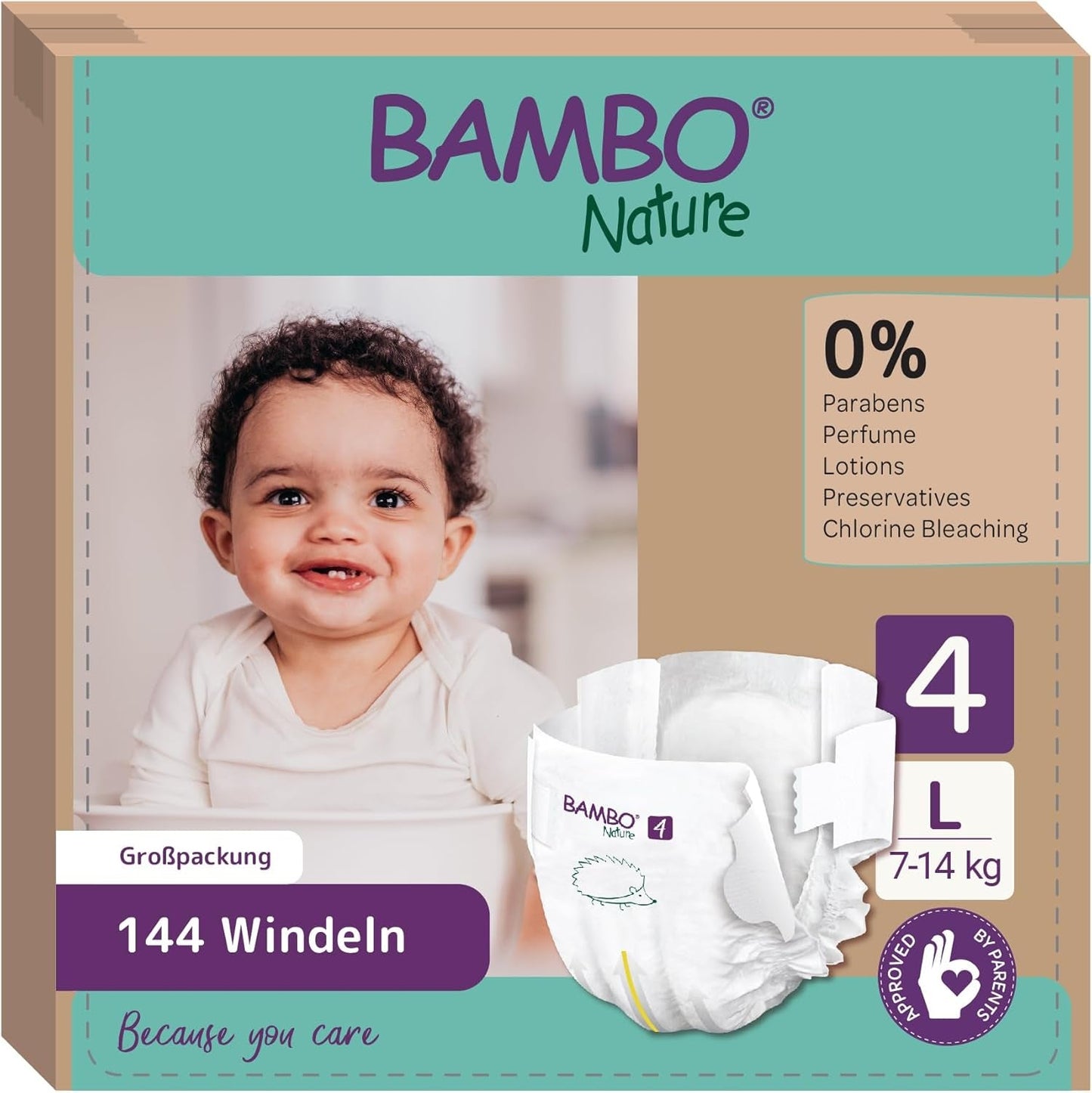 Bambo Nature Babywindeln, Größe 1 (2–4 kg), 132 Stück Monatsbox | Premium-Windeln mit verbessertem Auslaufschutz | Ultimativer Komfort und Freiheit für Neugeborene | Dermatologisch getestete Windeln