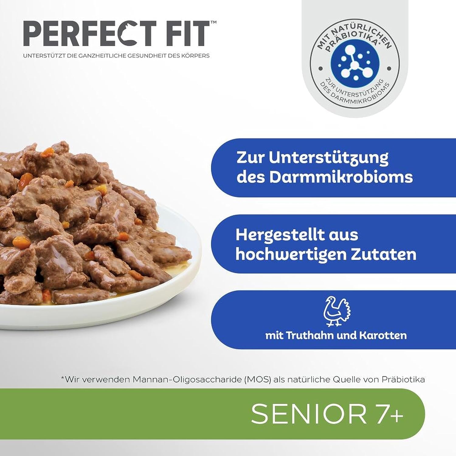 PERFECT FIT™ Senior Cat Portionsbeutel mit Truthahn und Karotten, 12 x 85 g