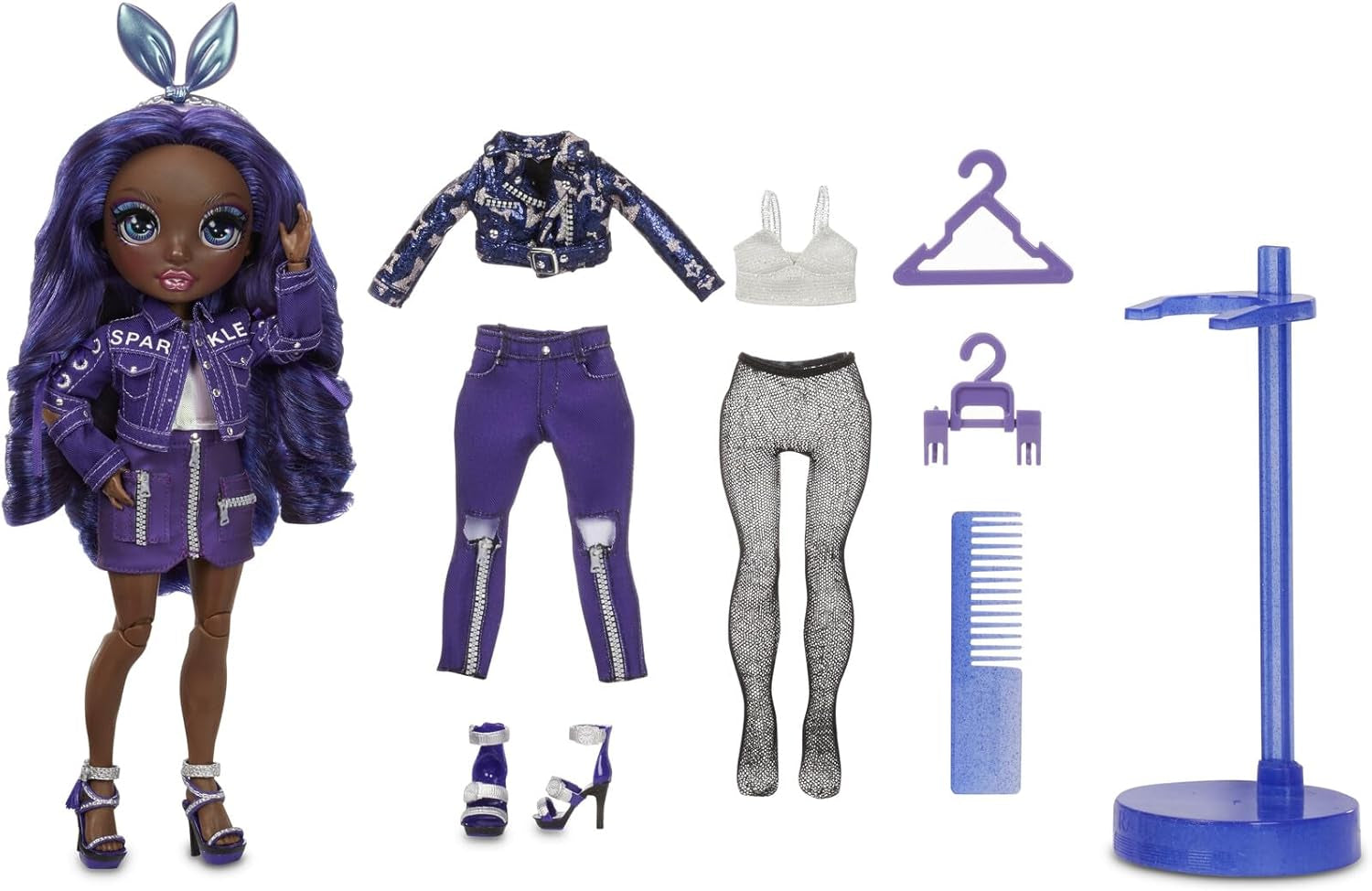 Rainbow High Fashion Doll – Kristal Bailey – Indigo-Puppe mit 2 Deluxe-Outfits – inklusive Puppenzubehör der Serie 2 und Ständer – tolles Geschenk für Kinder und Sammler ab 6 Jahren