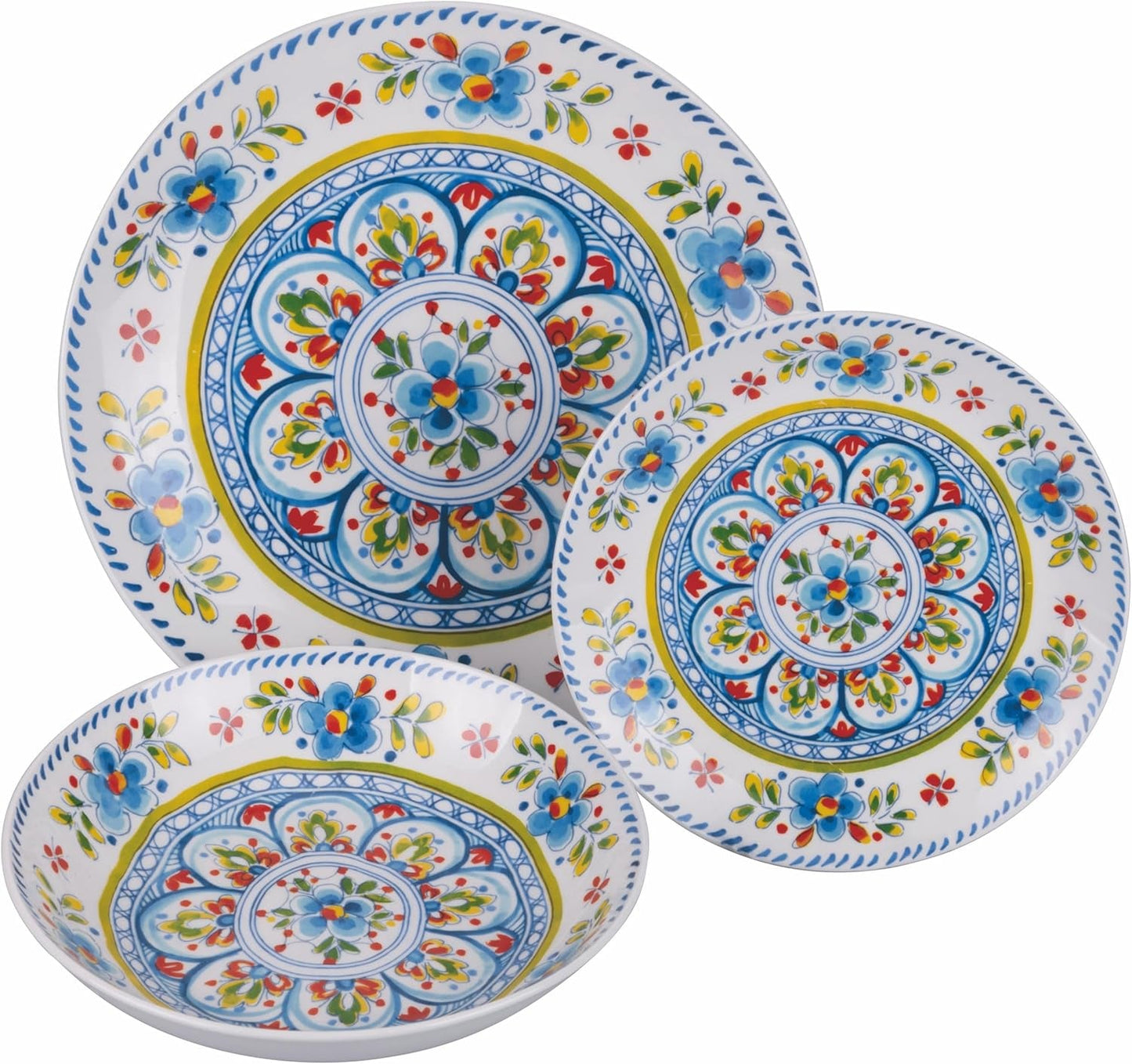 18-teiliges Tafelservice aus Porzellan, 6 verschiedene Tellersets, Andalusien