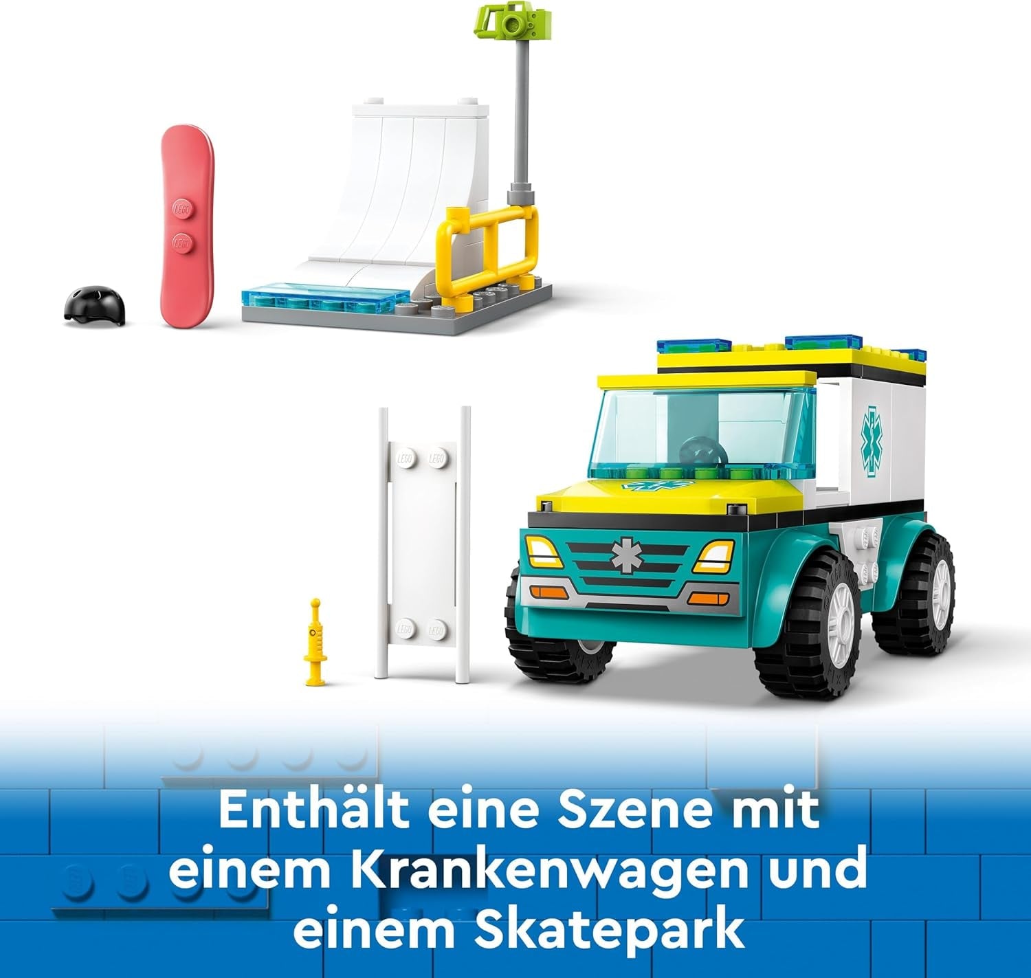 LEGO City Krankenwagen und Snowboarder, Krankenwagen-Spielset mit Spielzeugauto und 2 Minifiguren, Snowboarder- und Sanitäterfigur, fantasievolles Geschenk für Jungen und Mädchen ab 4 Jahren 60403 Bausets Besuchen Sie den LEGO-Store