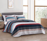 Chezmoi Collection Addy Patchwork-Steppdecken-Set aus Baumwolle, vorgewaschen, leicht, wendbar, für alle Jahreszeiten, übergroß, 3-teilig, Marineblau, Weiß, Grau, Taupe, karierte Steppdecken und Steppdecken Naty Shop Modern Patchwork Dotted King