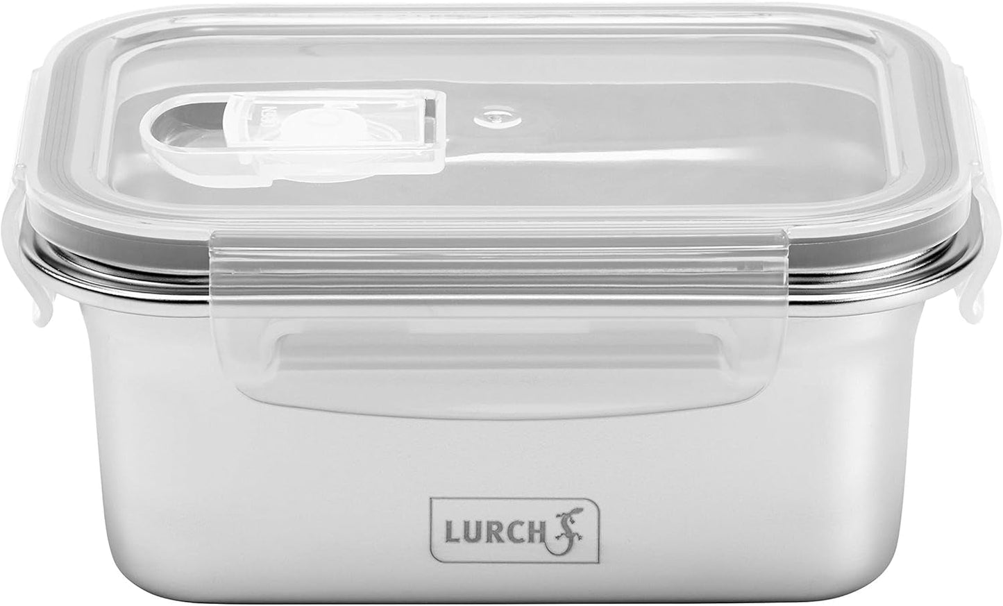 Lurch 240895 Lunchbox, hochwertige Sicherheits-/Aufbewahrungsbox aus Edelstahl mit BPA-freiem Kunststoffdeckel, 2000 ml, durchsichtige Lebensmittelaufbewahrungsboxen Naty Shop 500 ml
