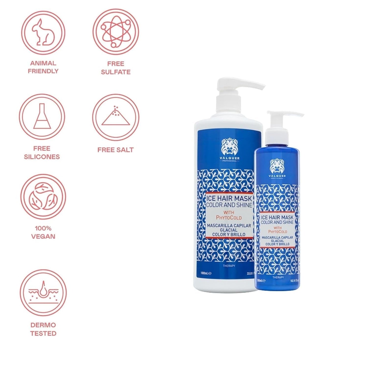 Valquer Profesional Ice Hair Mask Color and Shine – Für gefärbtes Haar, 1000 ml Haarmaske Naty Shop