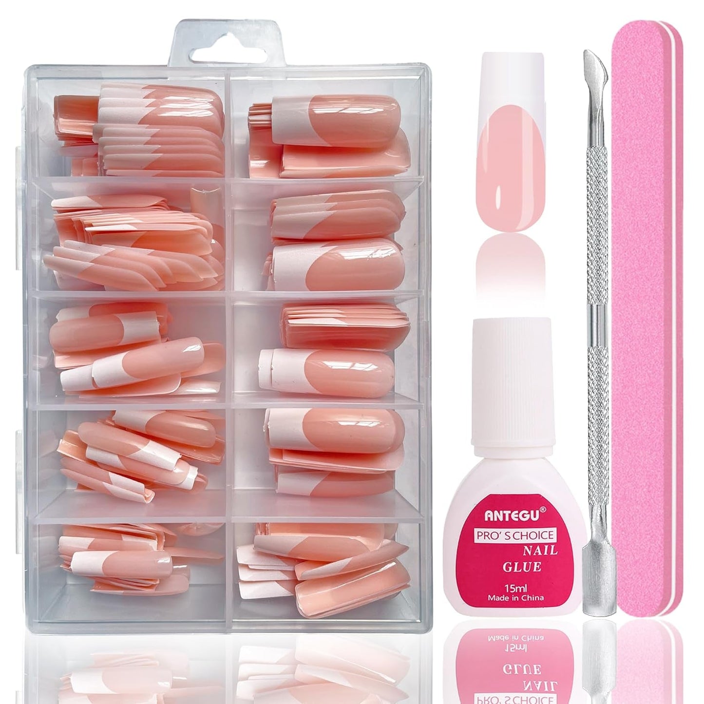 Ballerina-Kunstnägel-Set – 240-teiliges zartes Flieder-Rosa-Kunstnägel-Set, vollflächiger Kleber auf Kunstnägeln, Set mit künstlichen Nagelspitzen für Maniküre und Nagelkunst für Frauen und Mädchen (Lavendelrosa)