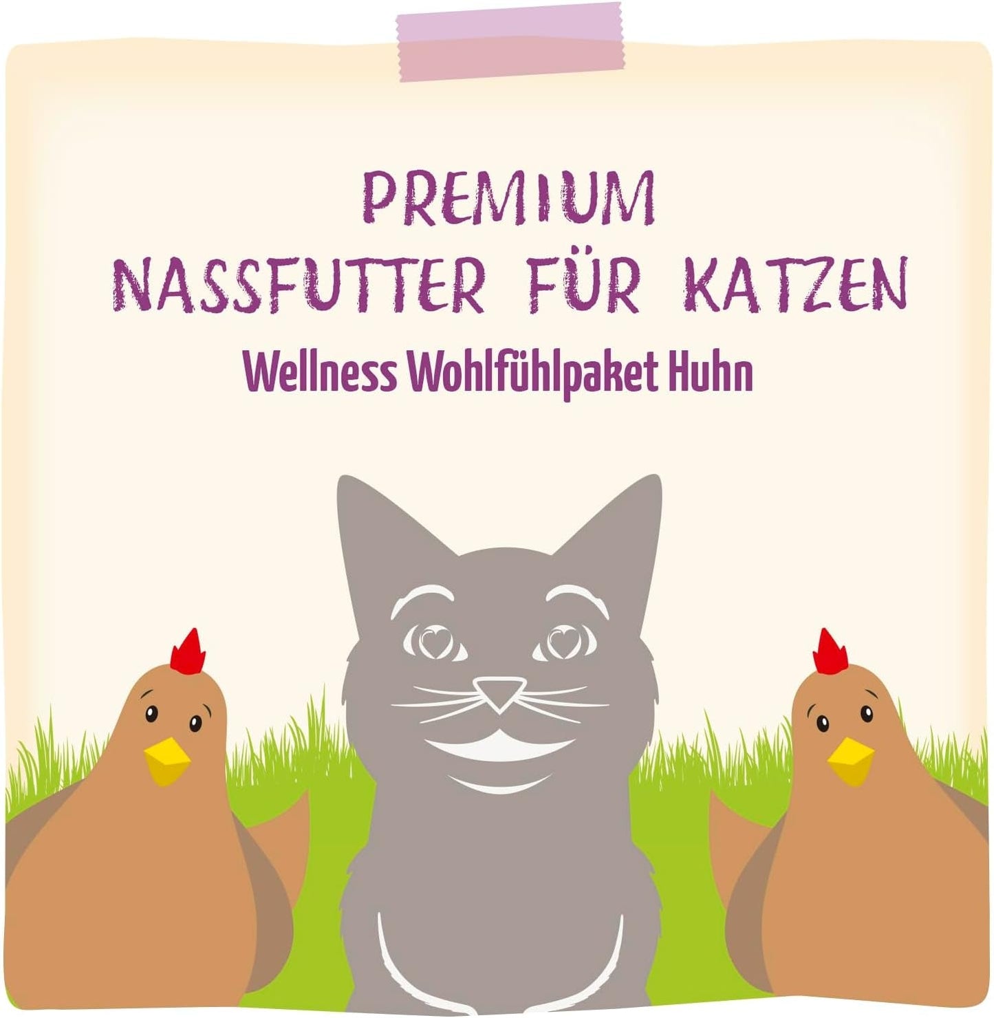 MjAMjAM – Premium-Nassfutter für Katzen – Huhn-Wellness-Packung, 12er-Pack (12 x 125 g), getreidefrei mit extra Fleisch